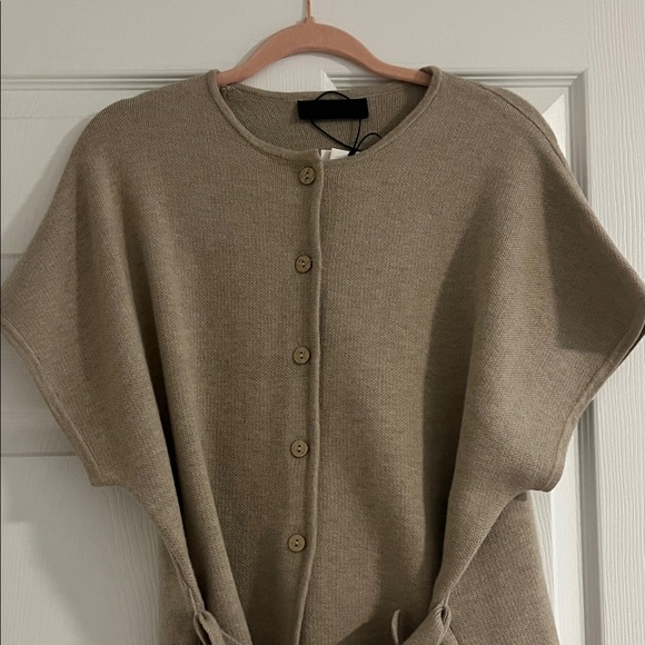 Zara Wool Button-Down Tie Waist Top - Picture 2 of 5